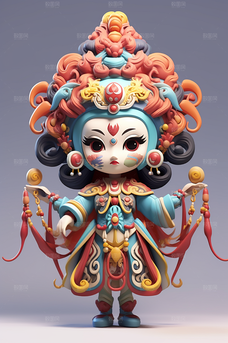 京剧人物国潮中国风人物模型