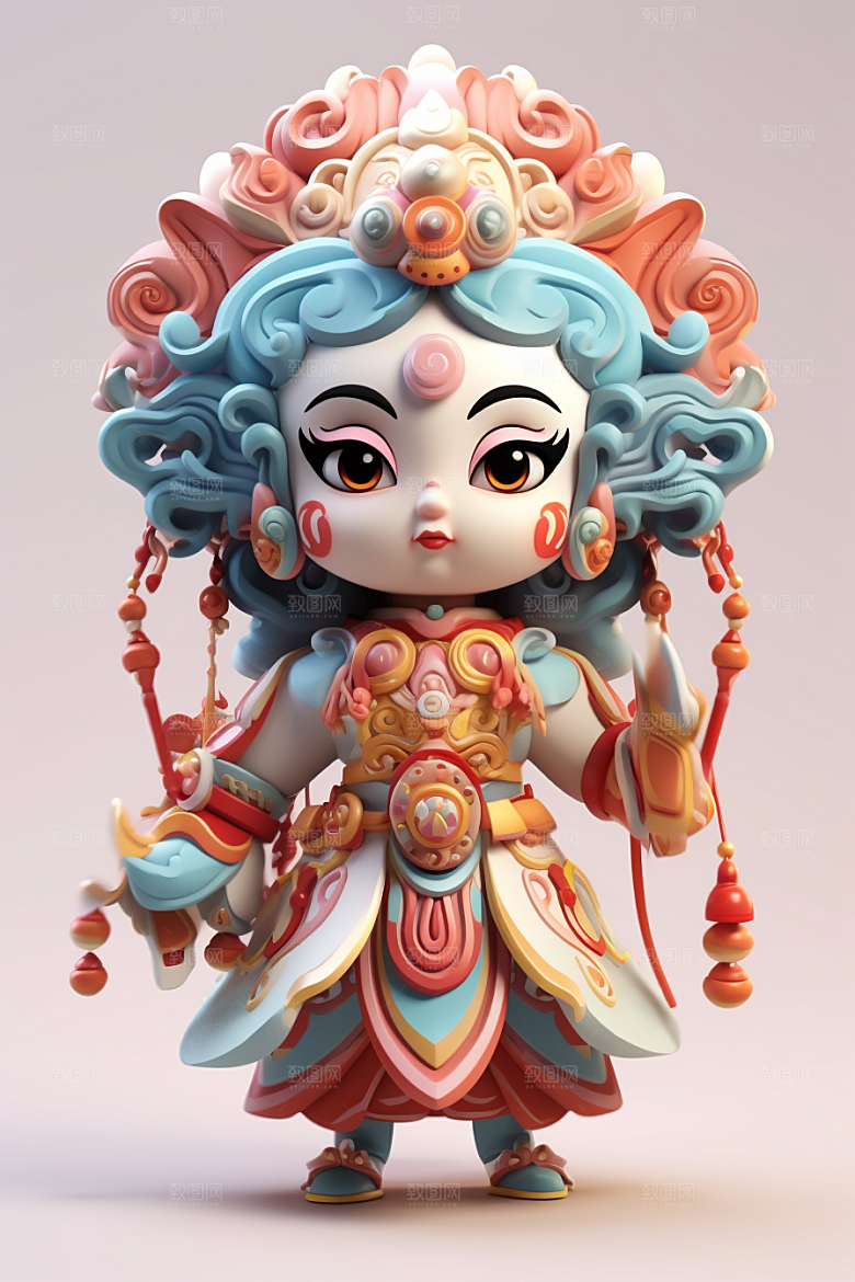 京剧人物立体中国风人物模型