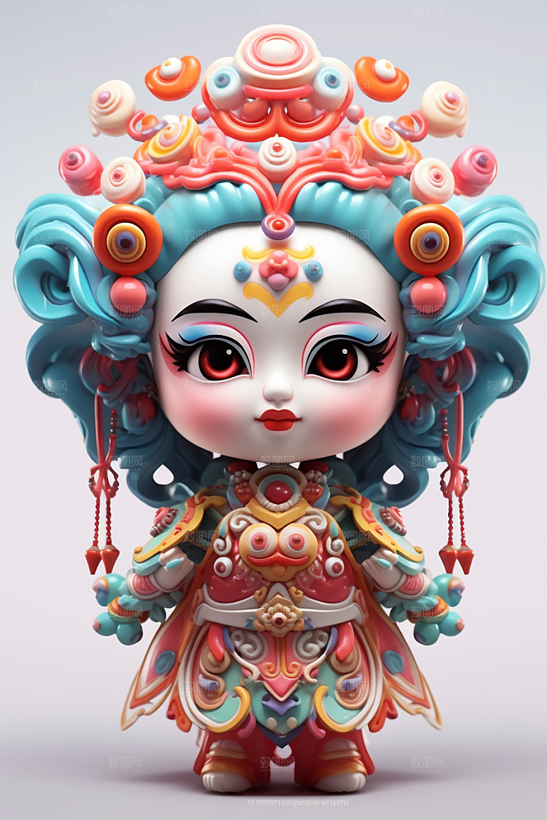 京剧人物立体中国风人物模型