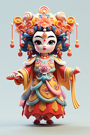 京剧人物中国风传统文化人物模型