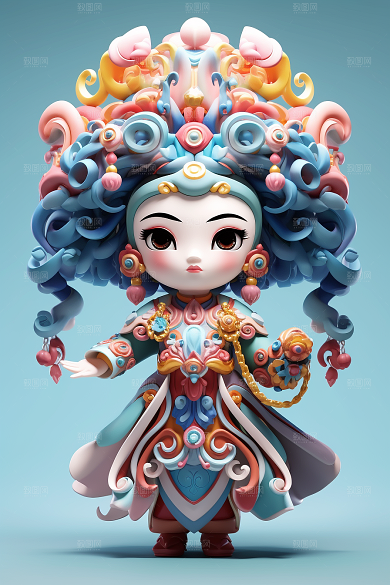 京剧人物戏曲中国风人物模型