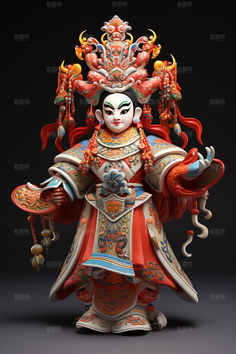 京剧人物立体脸谱人物模型