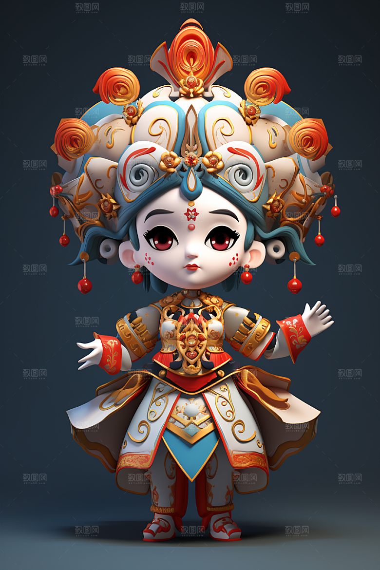 京剧人物中国风戏曲人物模型