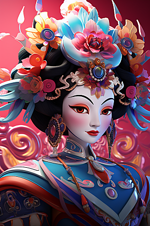 京剧人物传统文化立体人物模型