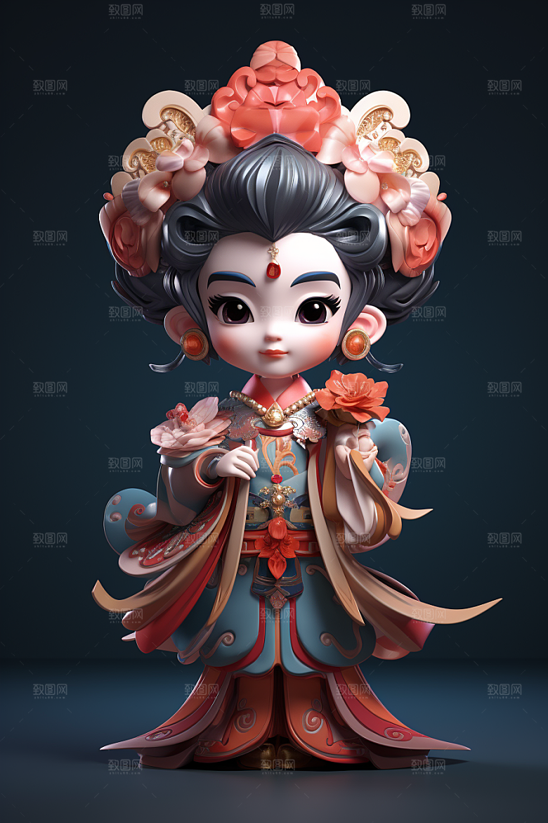 京剧人物国潮3D人物模型