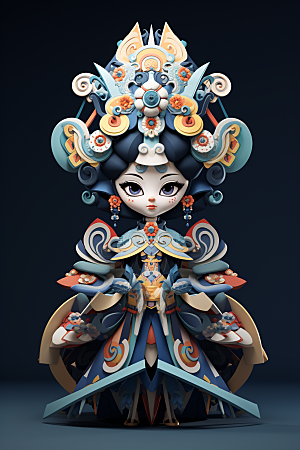 京剧人物传统文化脸谱人物模型