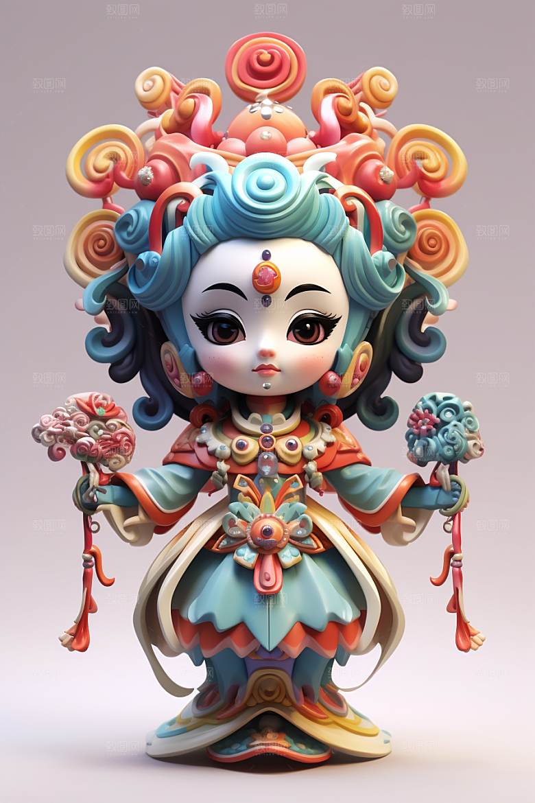 京剧人物中国风国粹人物模型