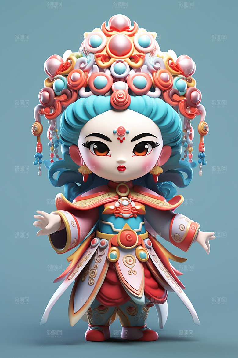 京剧人物3D立体人物模型