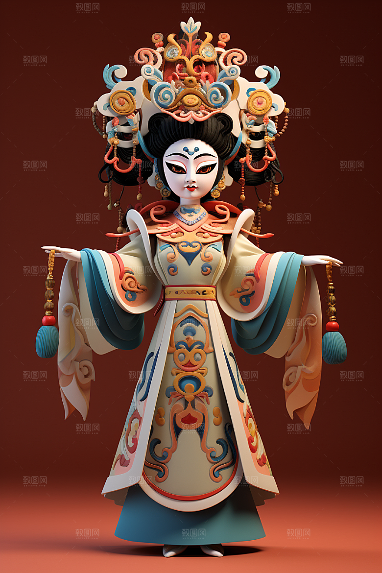 京剧人物立体国潮人物模型
