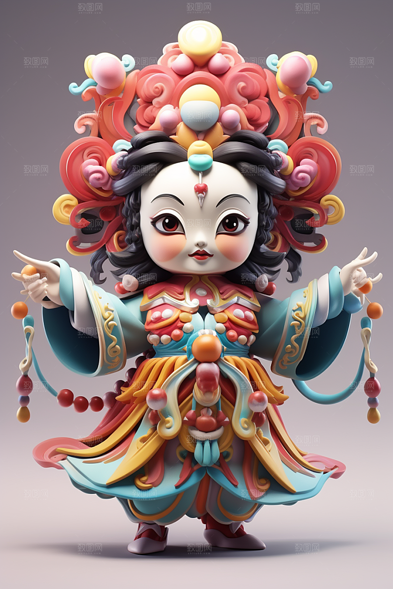 京剧人物传统文化中国风人物模型