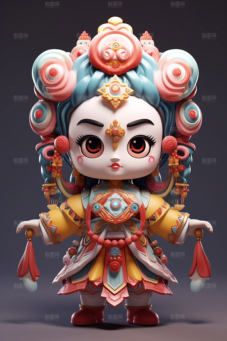 京剧人物戏曲中国风人物模型