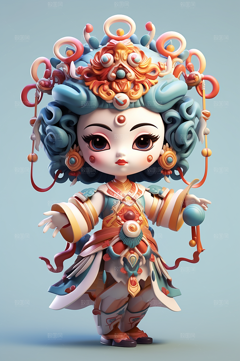 京剧人物国粹3D人物模型