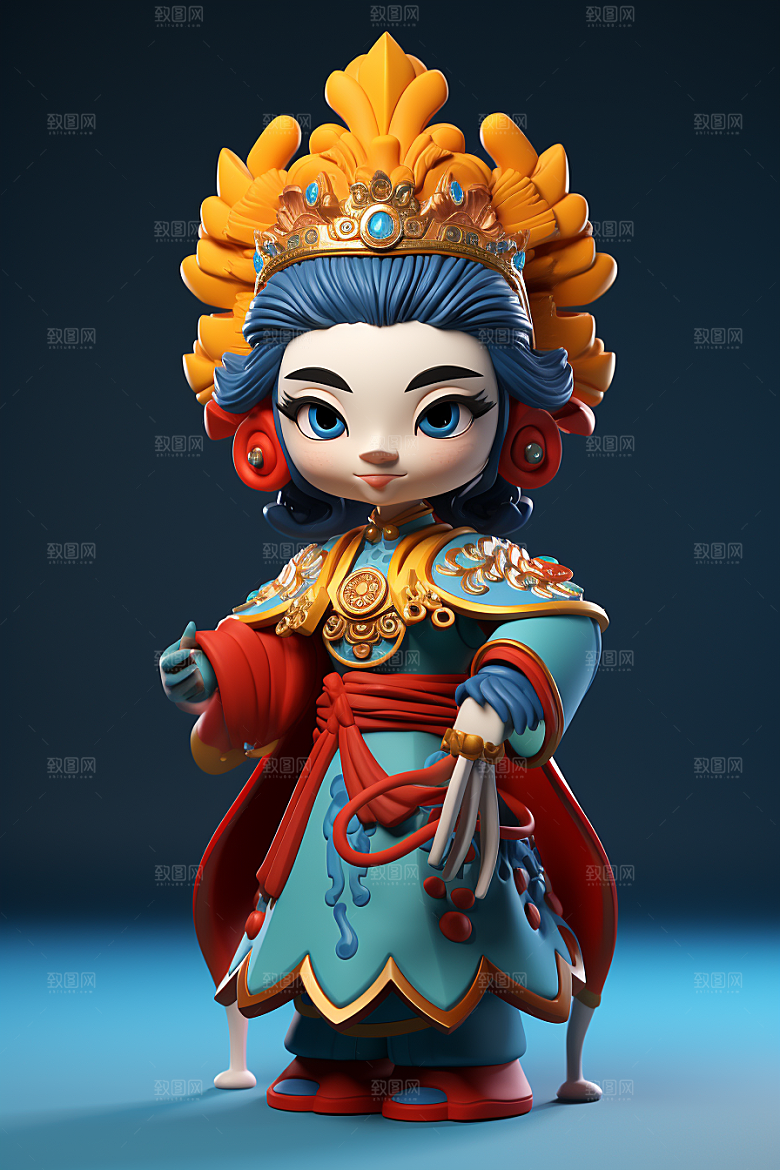 京剧人物中国风3D人物模型