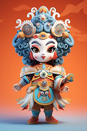 京剧人物传统文化中国风人物模型