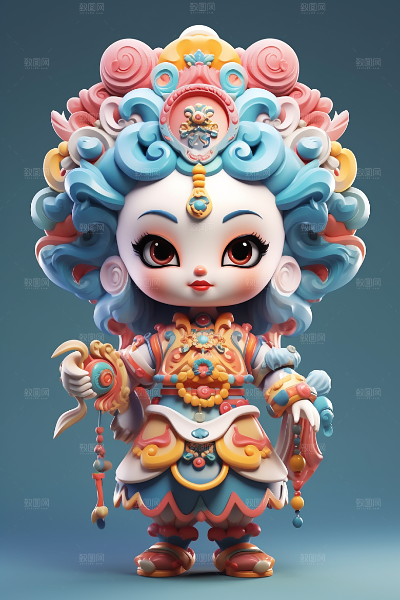 京剧人物立体中国风人物模型