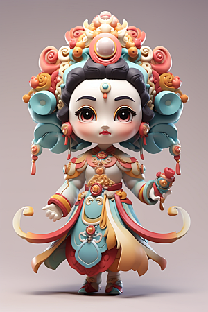 京剧人物3D中国风人物模型