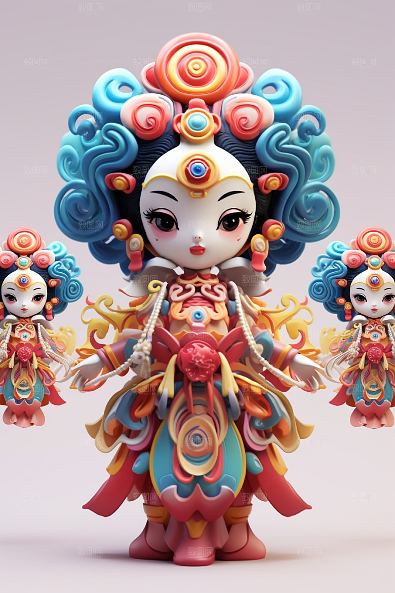 京剧人物戏曲中国风人物模型