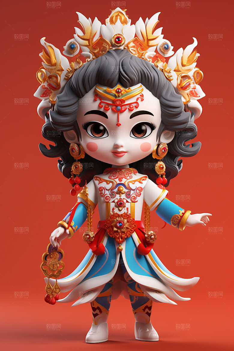 京剧人物中国风传统文化人物模型