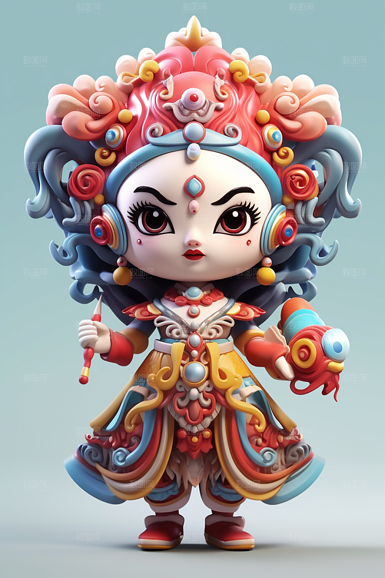 京剧人物国粹3D人物模型