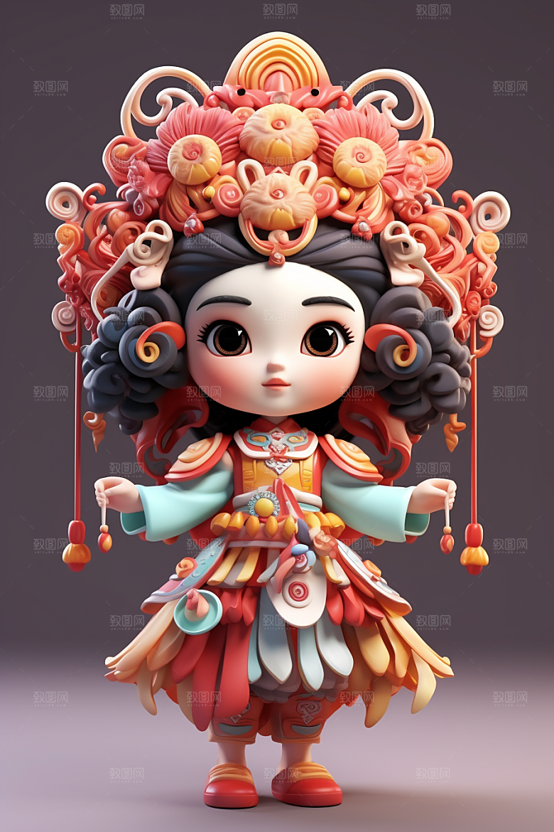 京剧人物中国风传统文化人物模型