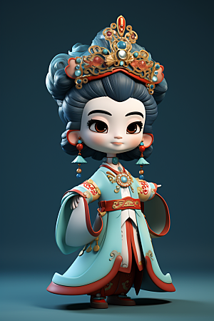 京剧人物中国风立体人物模型