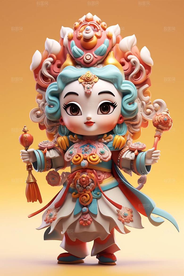 京剧人物立体3D人物模型
