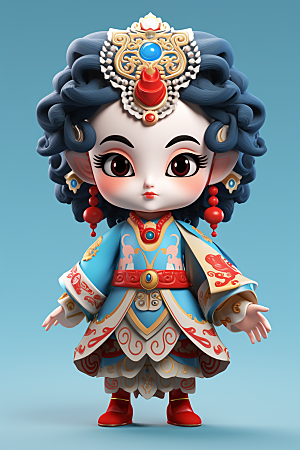 京剧人物国潮传统文化人物模型