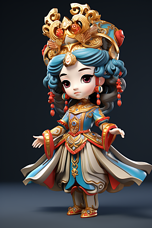 京剧人物传统文化脸谱人物模型