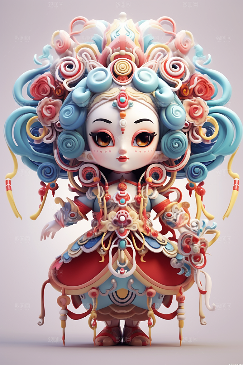 京剧人物扮相中国风人物模型