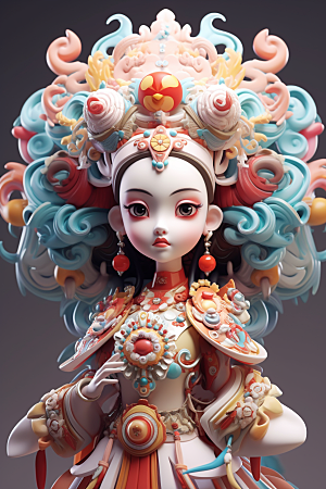 京剧人物3D传统文化人物模型