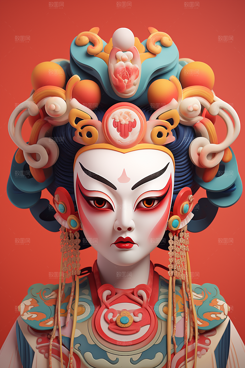 京剧人物3D传统文化人物模型