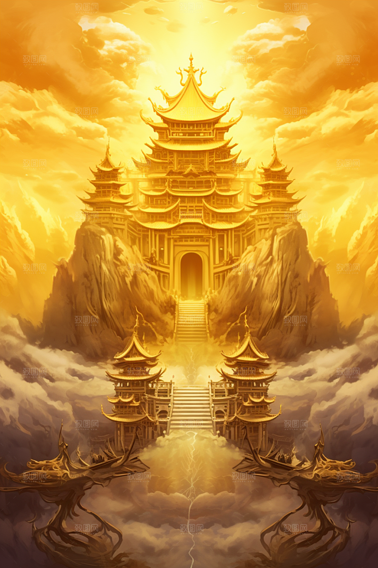 金色神话建筑高清国潮原画