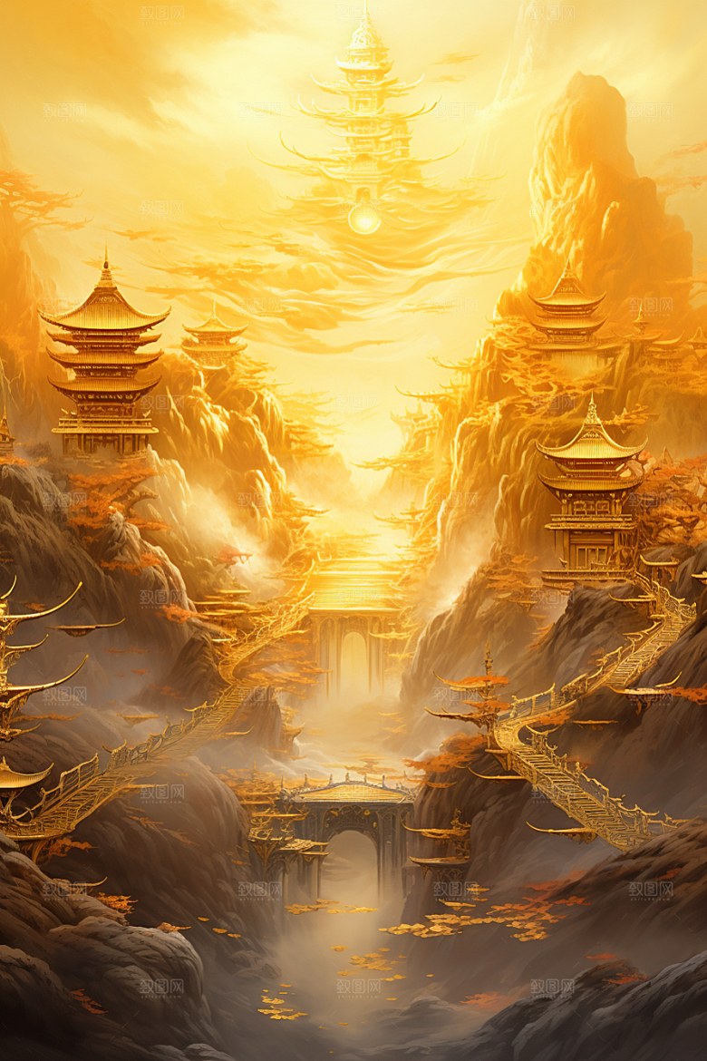 金色神话建筑国潮古风原画