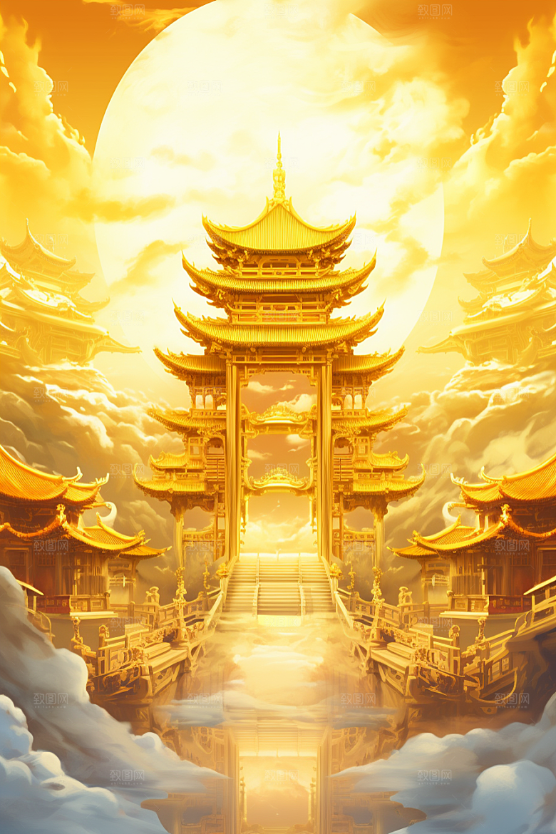 金色神话建筑国潮天宫原画