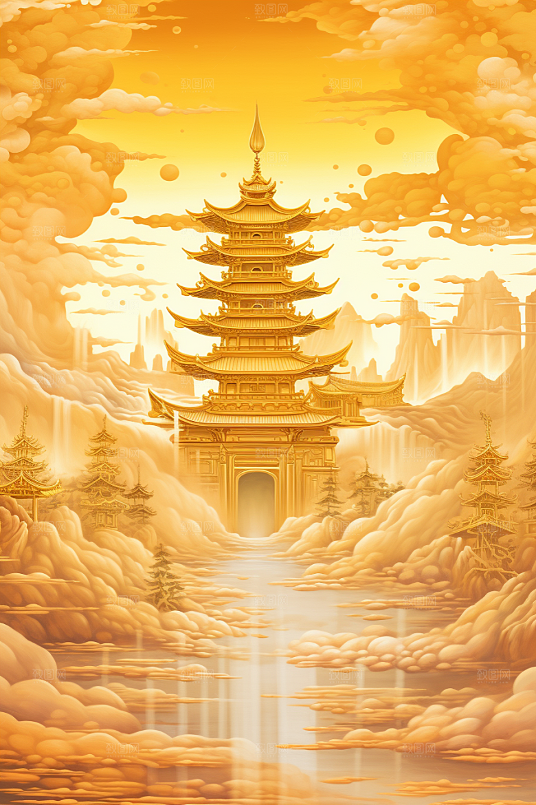 金色神话建筑梦幻天宫原画