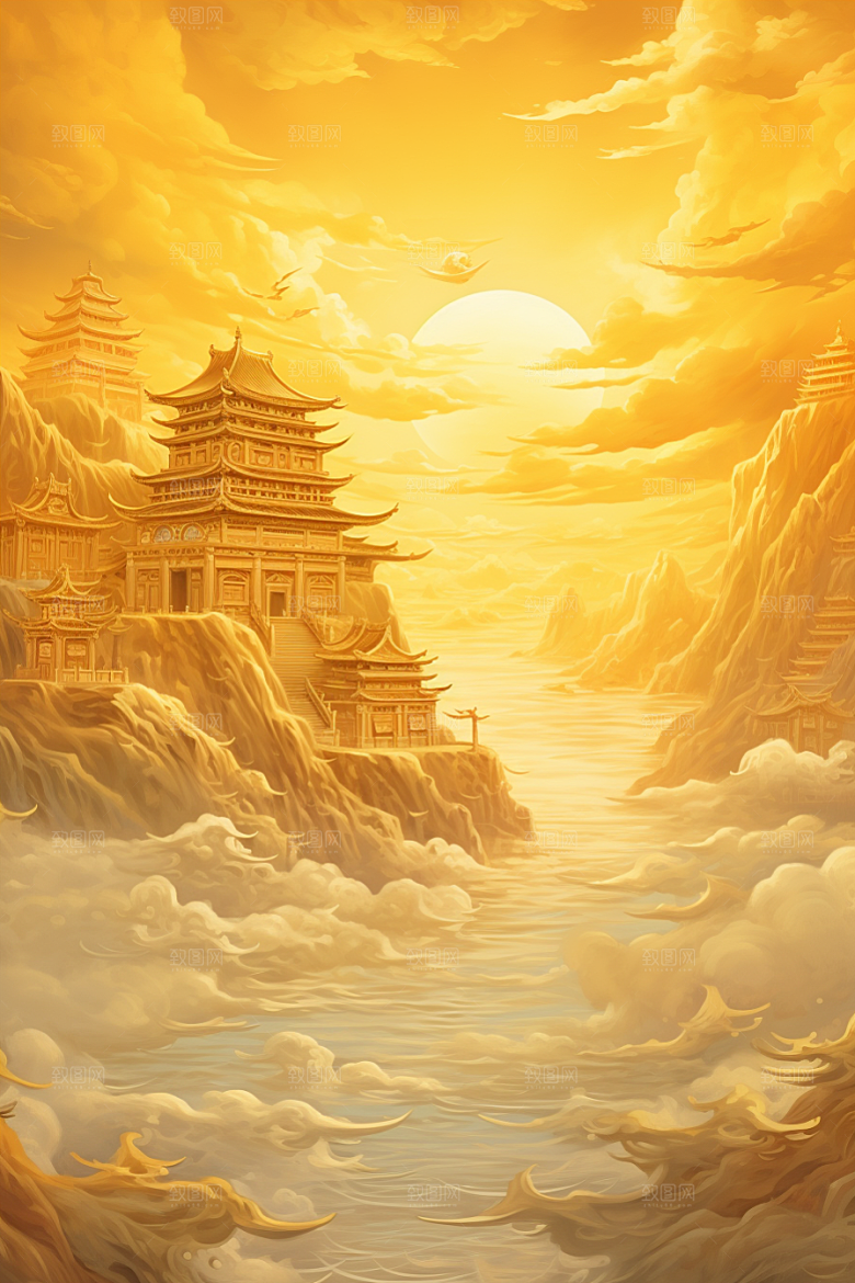 金色神话建筑天宫游戏原画
