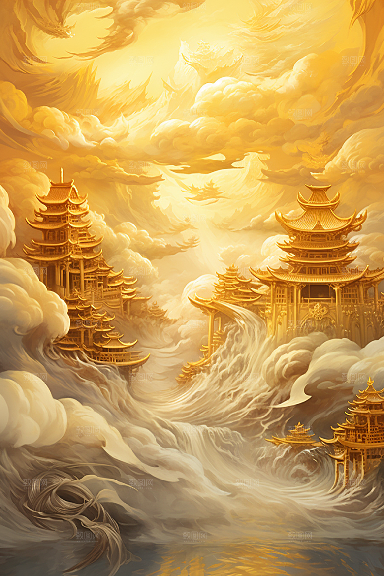 金色神话建筑游戏梦幻原画