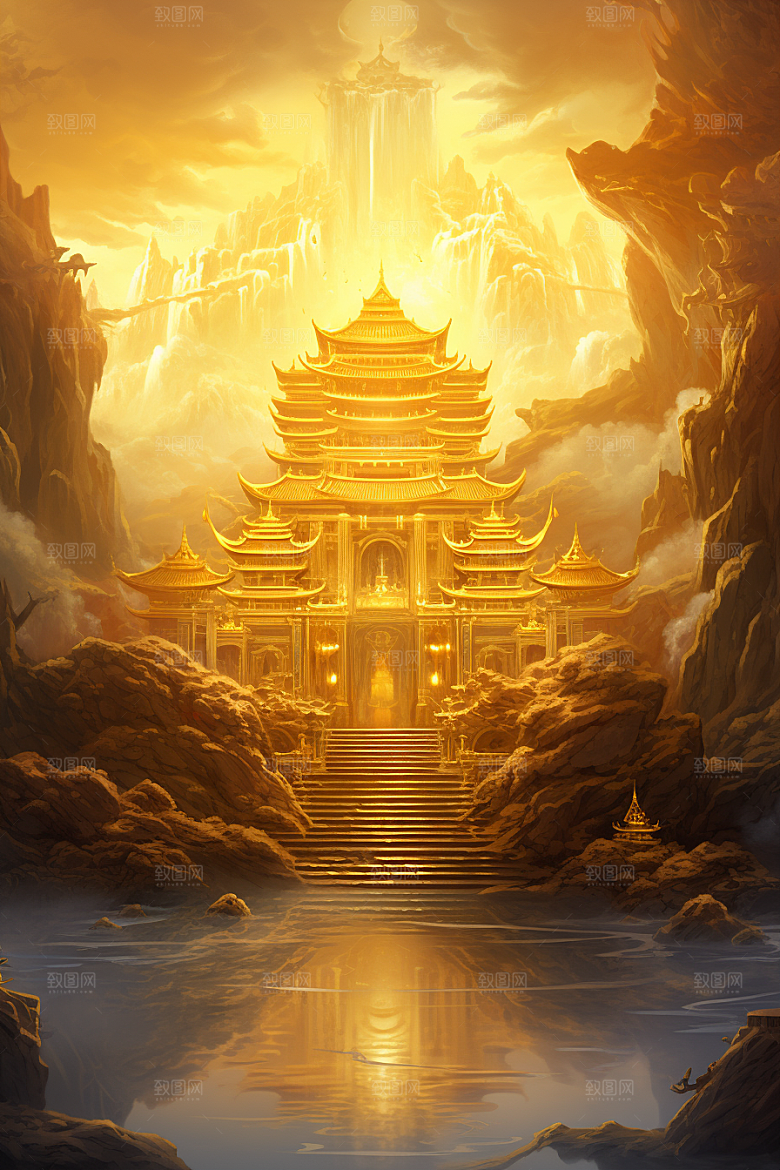 金色神话建筑天宫游戏原画