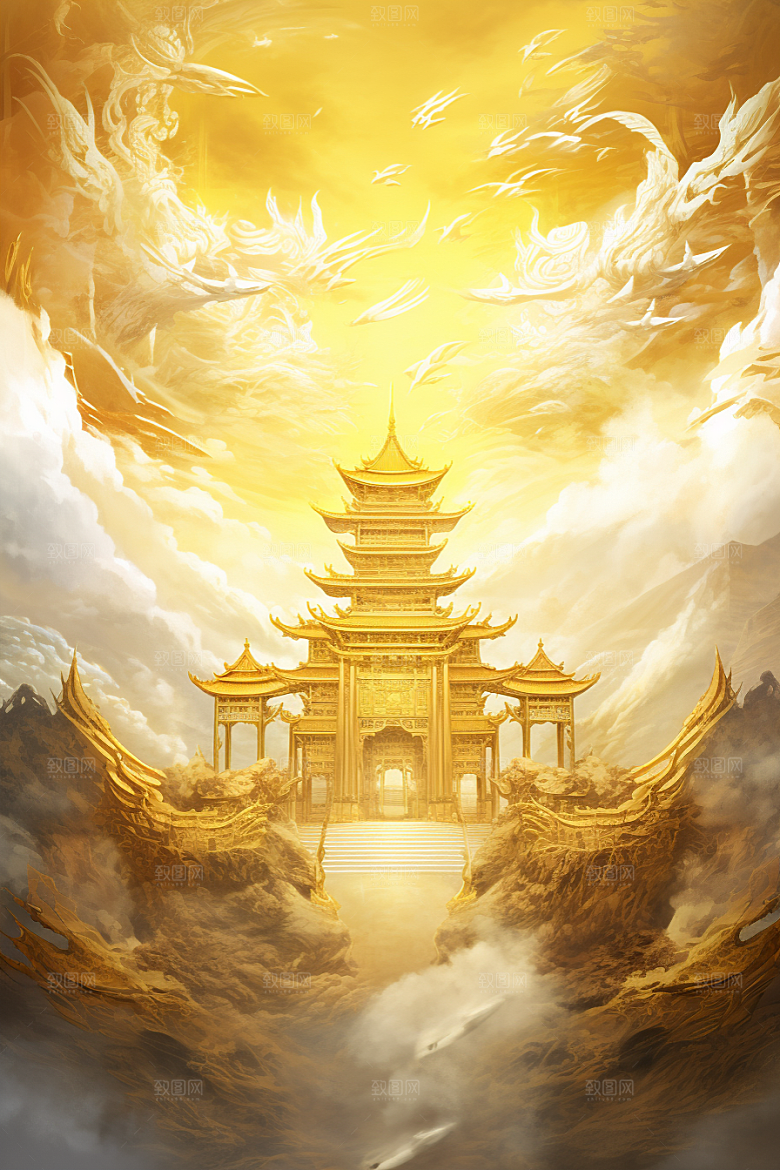 金色神话建筑高清中国传统风格原画
