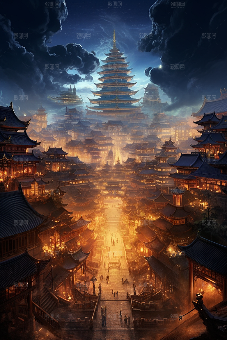 金色神话建筑游戏中国传统风格原画