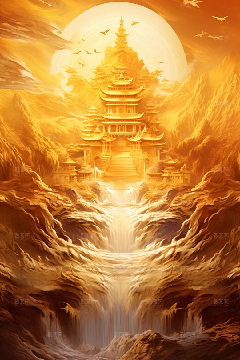 金色神话建筑游戏国潮原画