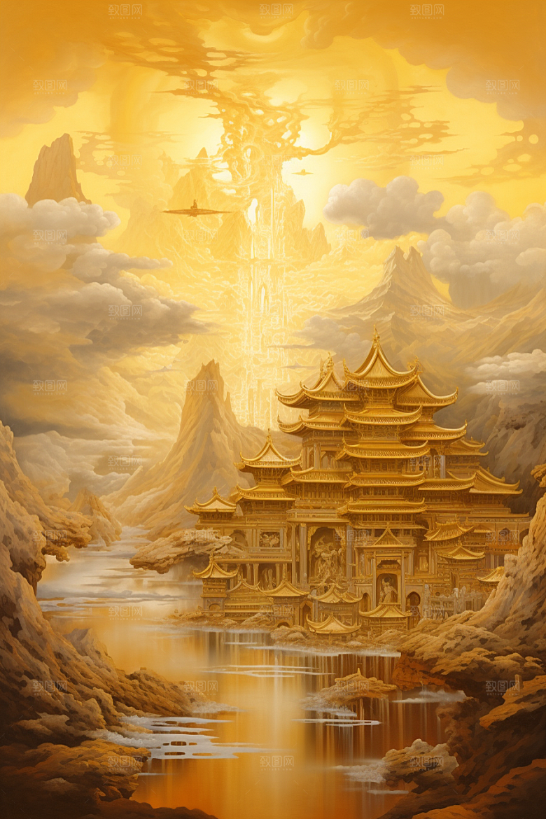 金色神话建筑国潮古风原画