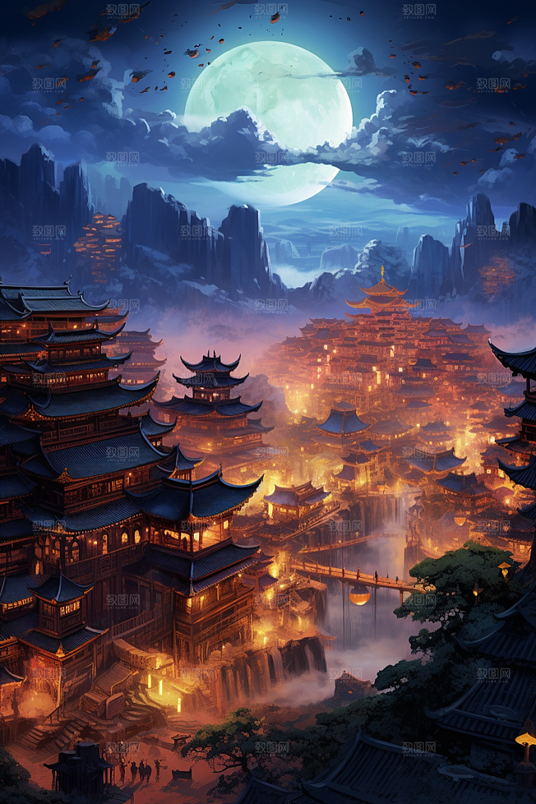 金色神话建筑梦幻天宫原画