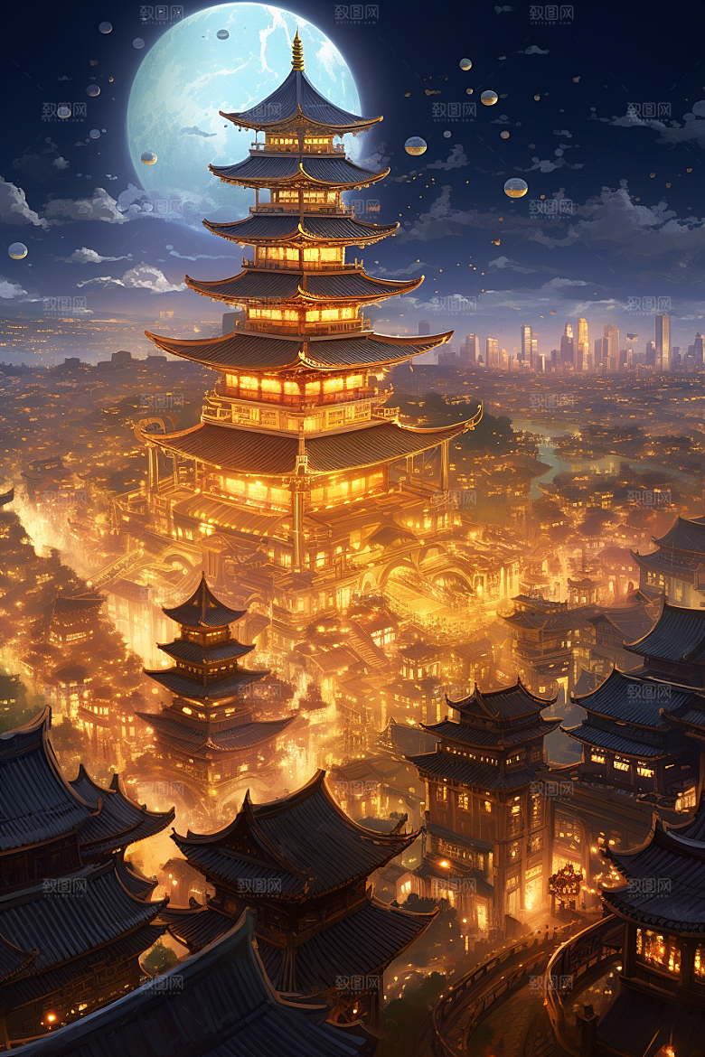 金色神话建筑游戏天宫原画
