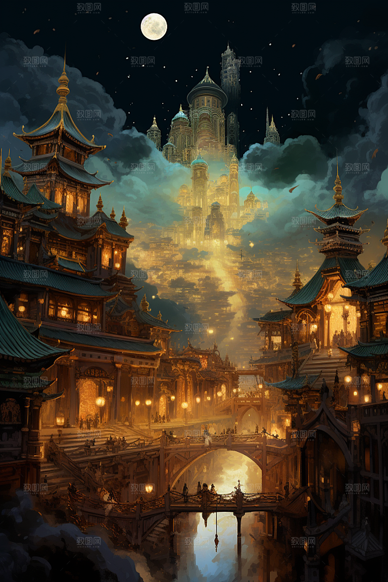 金色神话建筑梦幻高清原画