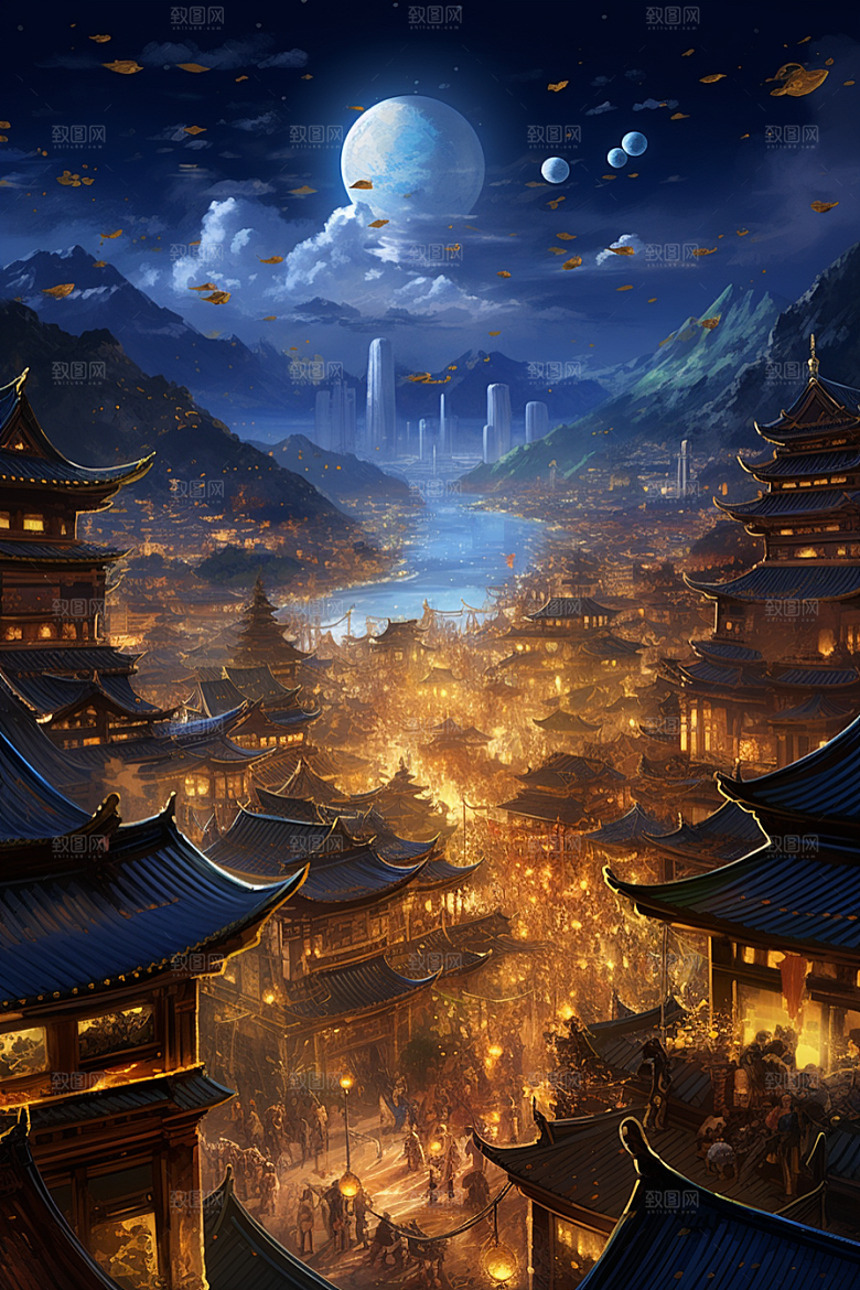 金色神话建筑高清游戏原画
