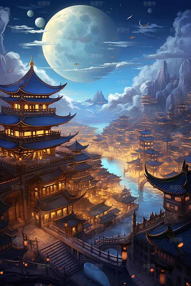 金色神话建筑游戏高清原画