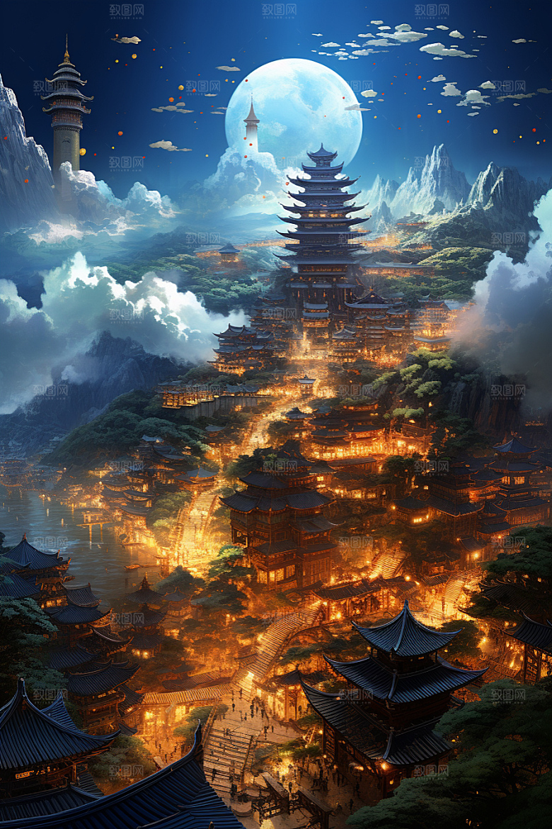 金色神话建筑高清游戏原画