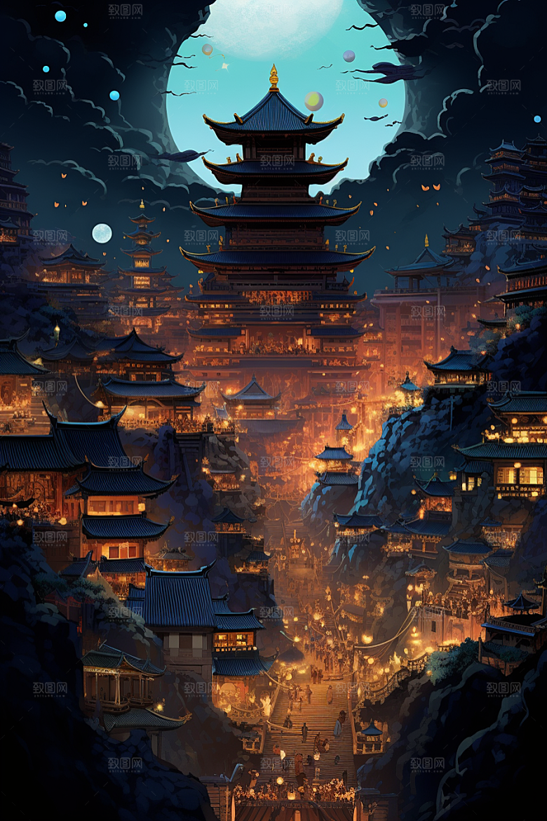 金色神话建筑高清梦幻原画