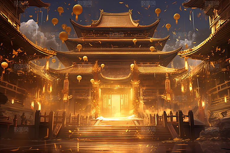 金色神话建筑游戏天宫原画
